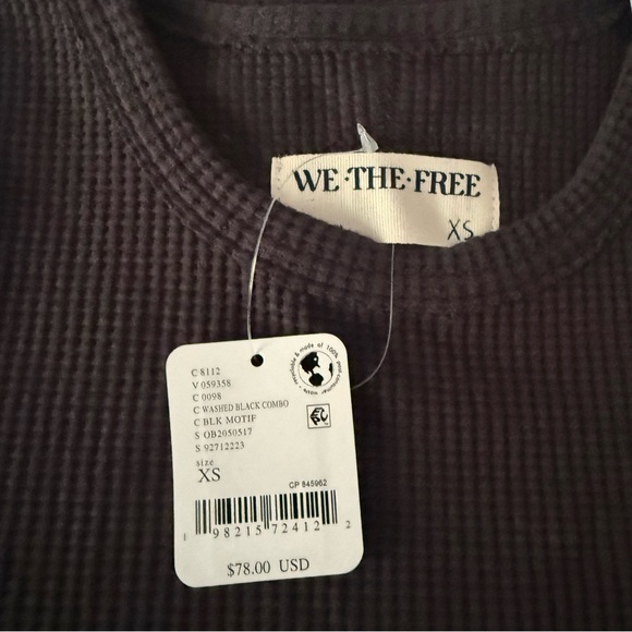 FREE PEOPLE We The Free * All In Cuff * Thermal Washed Black Combo NWT $78 XS XL - Picture 9 of 12